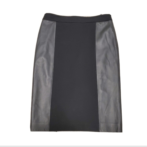 NEW LAFAYETTE 148 NEW YORK BLACK LEATHER SKIRT - Picture 2 of 6